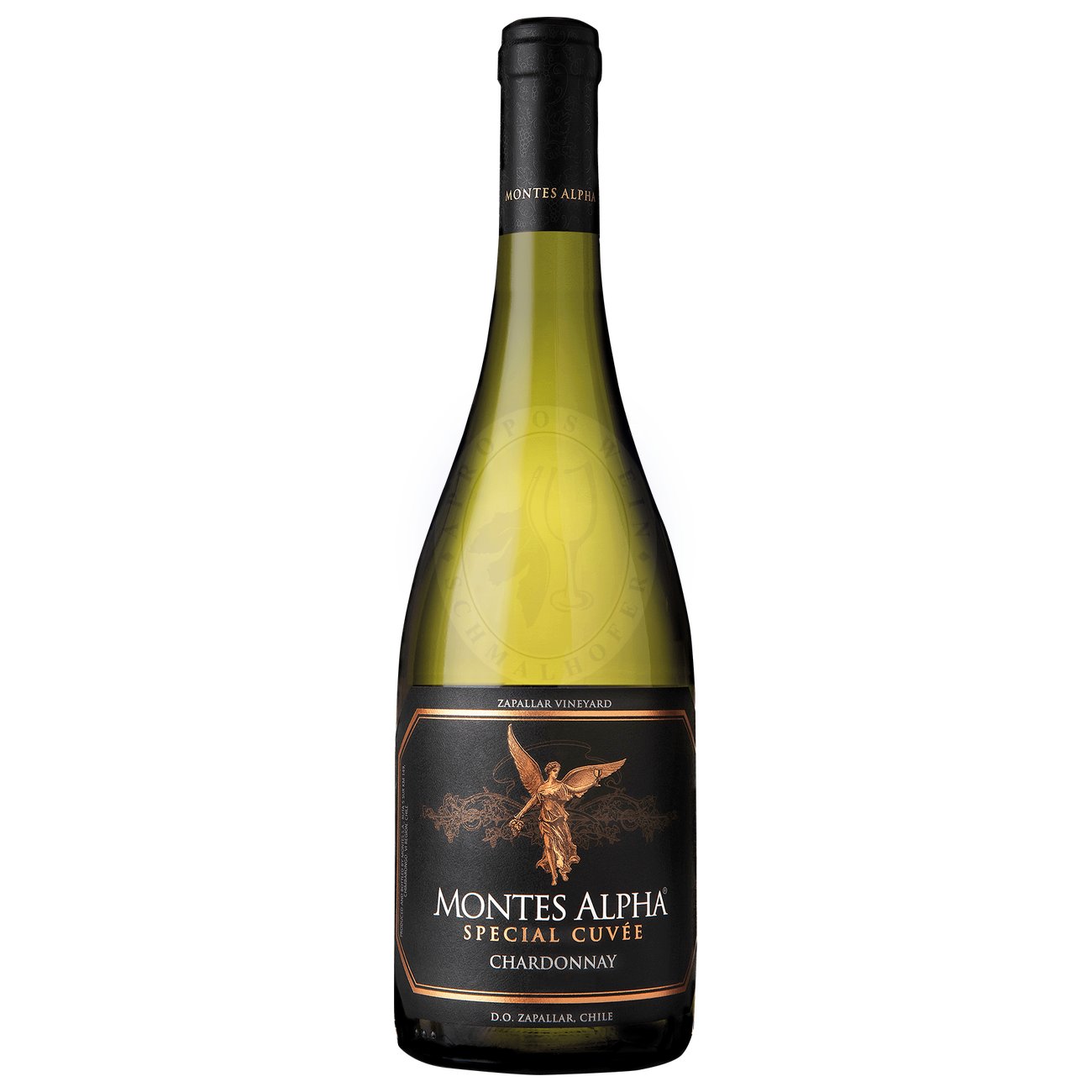 471659 Product Der Alpha Special Cuvée Chardonnay von Montes präsentiert sich mit einer hellen goldenen Farbe im Glas. In der Nase bietet er ein einladendes Bouquet von frischen Früchten, insbesondere von Äpfeln und tropischen Noten wie Mango und Ananas, überlagert von Vanille- und Butternoten. 7804303001169-2022