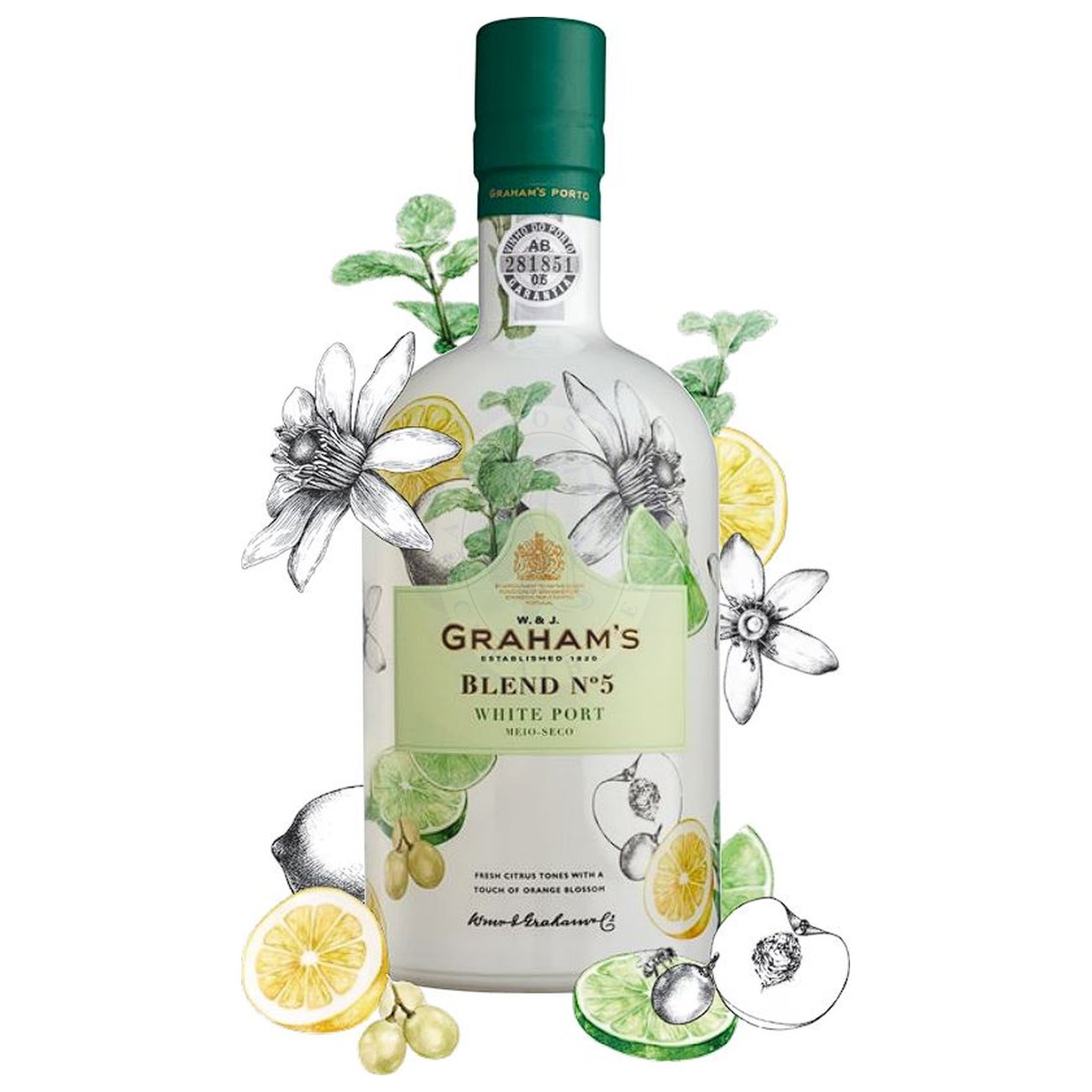 543371 Product Der Chefwinzer von Graham's Port, Charles Symington, wählte zwei erstklassige portugiesische weiße Rebsorten aus - die frische Malvasia Fina und den aromatischen Moscatel Gallego - um diese neue Mischung herzustellen. Die Trauben werden von Hand geerntet und in kleinen Chargen kalt vergoren. Graham's Blend No.5 wird 3 Monate nach der Ernte in Flaschen abgefüllt, um maximale Frische zu bewahren, und sollte jung getrunken werden. Der Wein ist halbtrocken und wurde absichtlich so konzipiert, dass er sich gut mit Tonic mischen lässt, aber auch ein ausgezeichnetes eigenständiges Getränk ist. 5608309006119