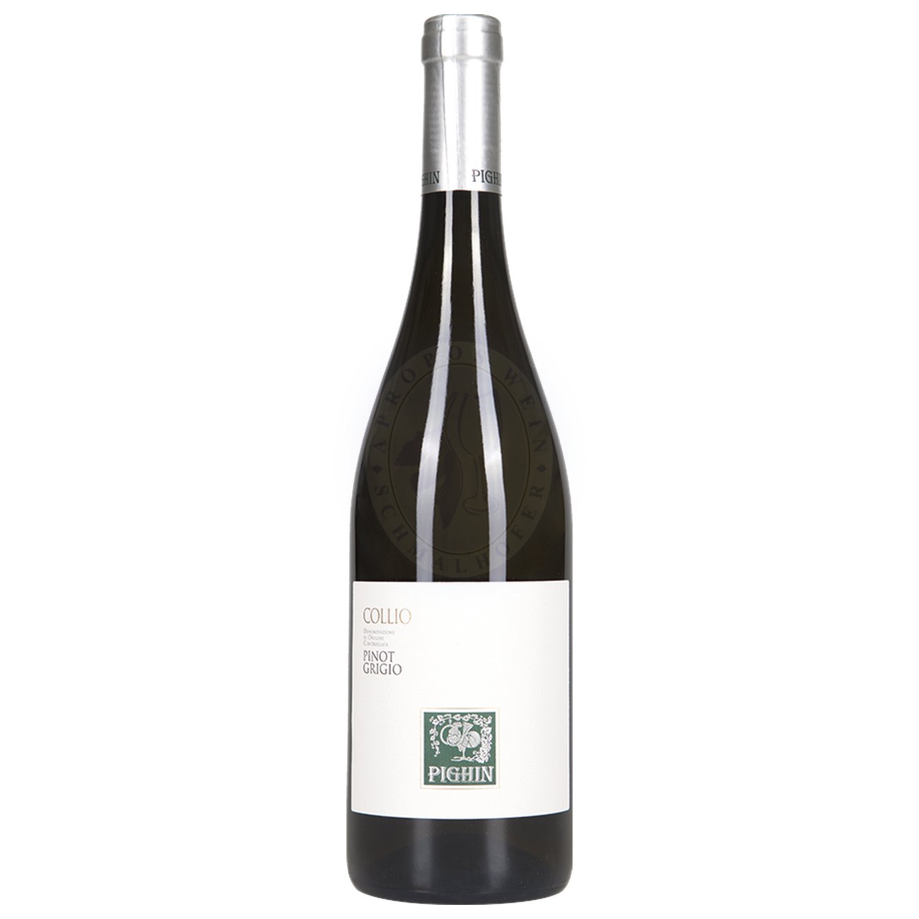 548866 Product Der Pighin Pinot Grigio Collio DOC 2024 präsentiert sich im Glas in leuchtendem Strohgelb mit zart grünlichen Reflexen – ein visueller Ausdruck feinster Eleganz aus dem Collio-Gebiet. Die Nase begeistert mit komplexer Aromatik: Wildblumen, Pfirsich und Ananas, begleitet von Nuancen gelber Fruchtfleischsorten, Akazienblüten, reifer Banane und feiner Kräuterwürze wie Salbei und Tomatenblatt. 9005095021321-2024