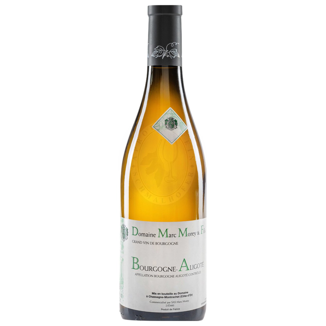 551609 Product Der Bourgogne Aligoté 2023 von Domaine Marc Morey & Fils aus Meursault zeigt sich im Glas in hellem Strohgelb mit lebhaften Reflexen. Bereits die klare Fruchtigkeit strukturiert sich um Granny‑Smith‑Apfel, grüne Aprikose und zarte weiße Blüten, akzentuiert von einer präsenten kalk‑salzigen Mineralität, die den markanten Charakter dieses Burgunder-Aligotés prägt. 104457