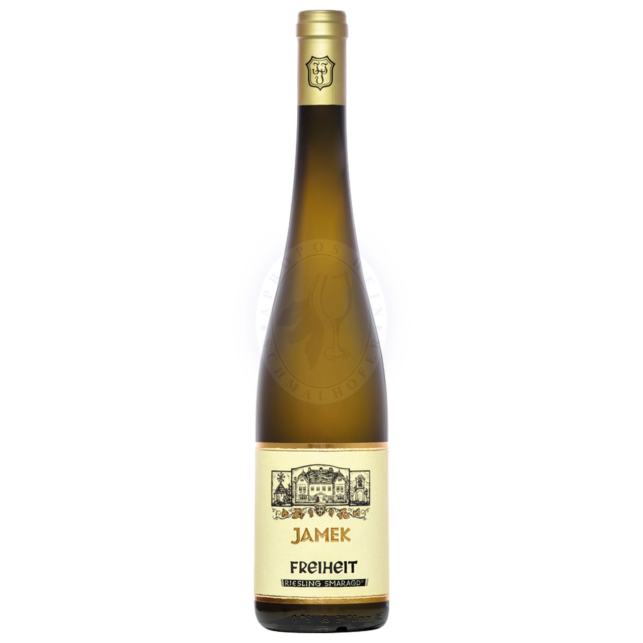 560727 Product Der Riesling Dürnsteiner Freiheit Smaragd 2023 des Weinguts Josef Jamek präsentiert sich in einem strahlenden Goldgelb. In der Nase entfalten sich komplexe Aromen von reifem Pfirsich, Litschi und Ananas, begleitet von mineralischen Noten, die an Feuerstein und Gneis erinnern. 9007168033346-2024