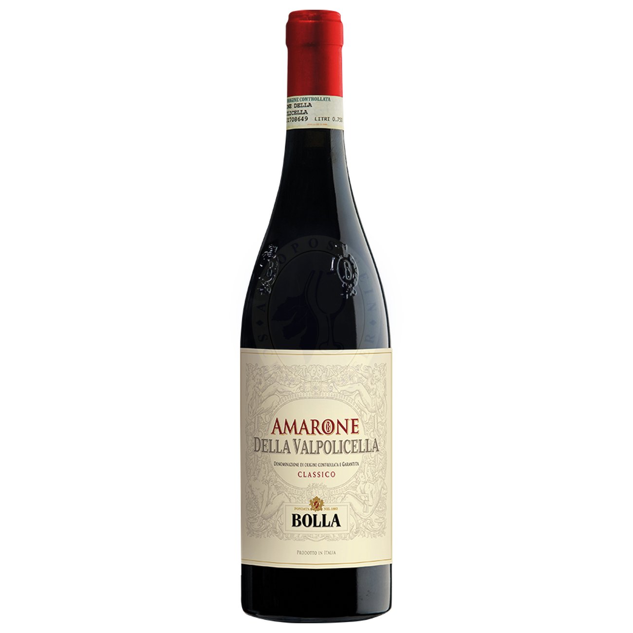 560916 Product Der Amarone della Valpolicella 2019 von Bolla präsentiert sich in einem intensiven Granatrot. In der Nase entfalten sich die charakteristischen Aromen von Kirschmarmelade, Rosinen und Gewürzen. Am Gaumen zeigt er sich wunderbar weich und reintönig mit einem anhaltenden Nachhall von Kakao und Gewürzen. 8008960146068-2019