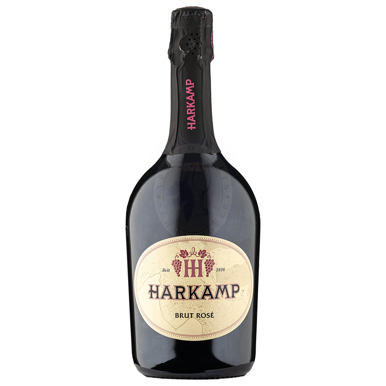 561508 Product Der Rosé Brut Reserve von Harkamp zeigt sich in einem zarten, hellen Roséton mit feinen, lebhaften Bläschen. In der Nase entfalten sich elegante Aromen von roten Beeren, darunter Erdbeeren und Himbeeren, sowie subtile Noten von Kräutern und einem Hauch von Brioche. 9120021683059