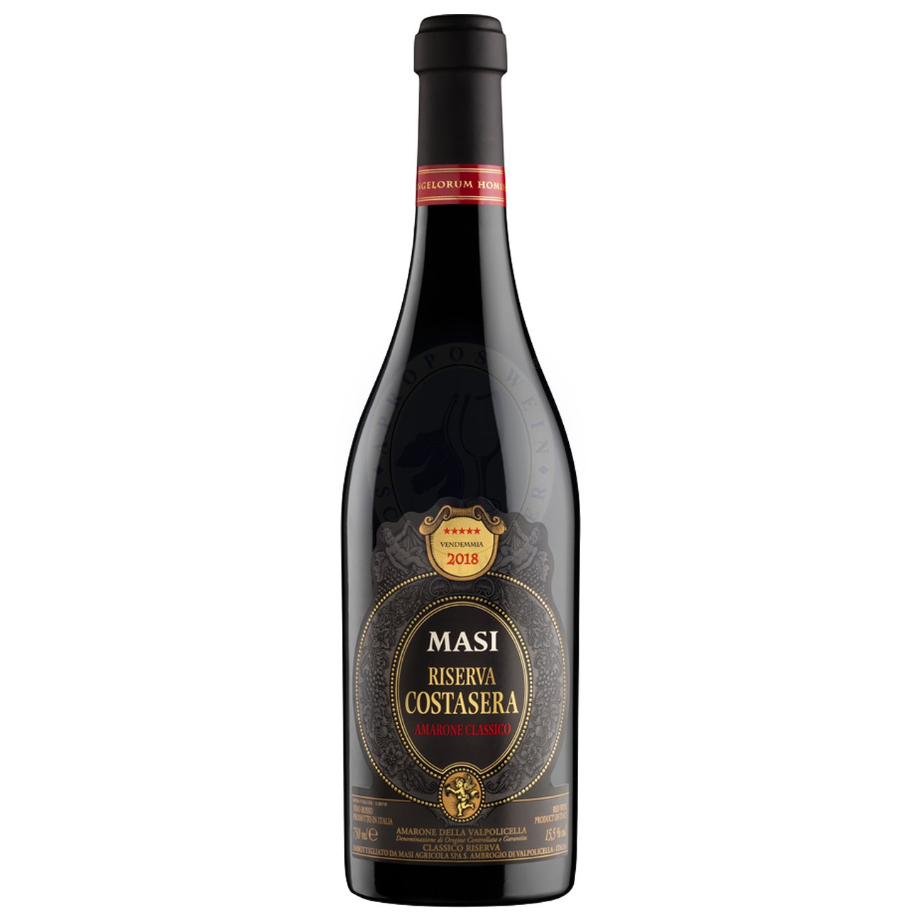 562055 Product Der Costasera Amarone Riserva präsentiert sich in einem tiefen, undurchsichtigen Rubinrot. In der Nase entfalten sich intensive Aromen von super-reifen Früchten, darunter getrocknete Kirschen und Pflaumen, sowie würzige Noten von Zimt und Vanille. 8002062001850-2019