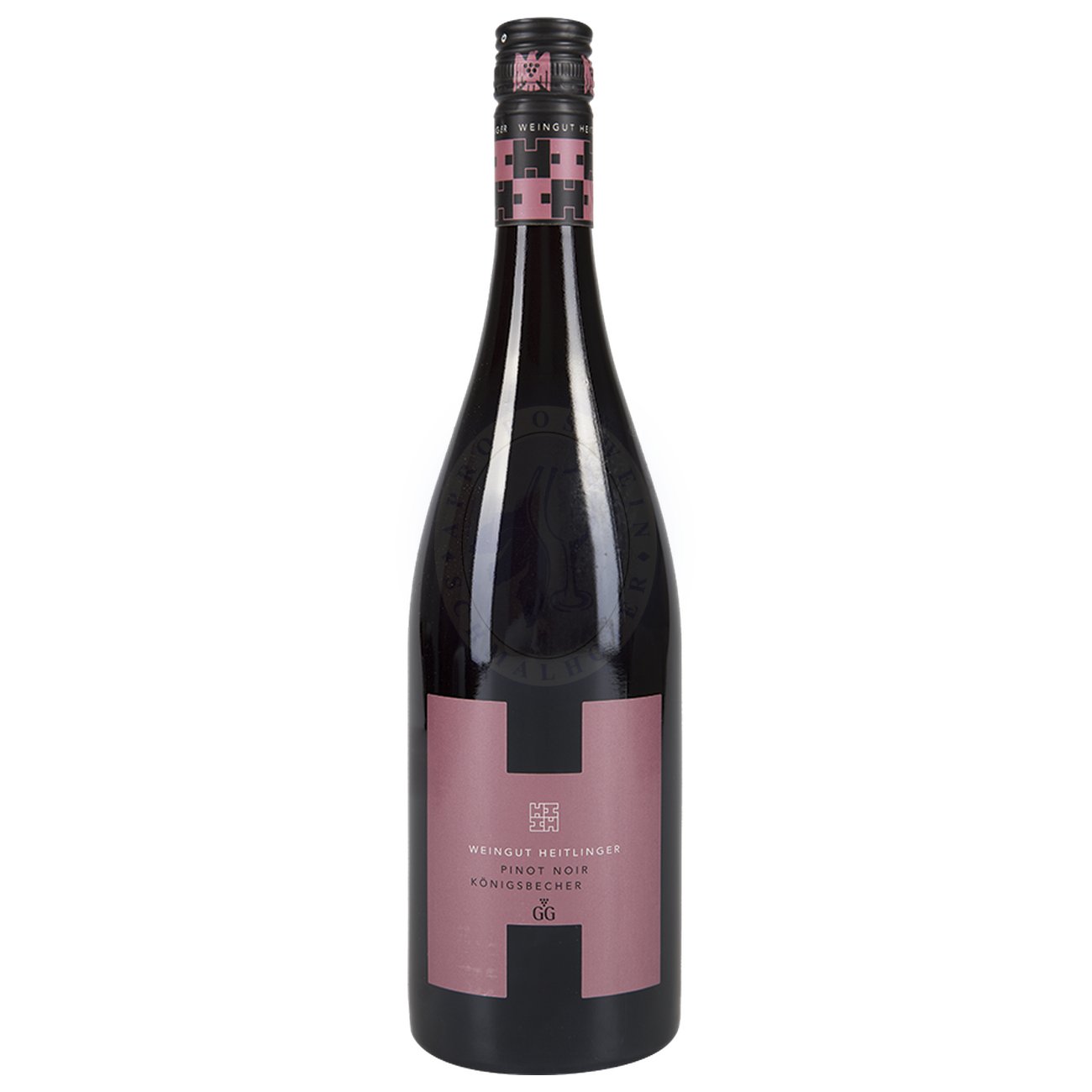 579534 Product Der Pinot Noir Königsbecher GG Bio 2018 vom Weingut Heitlinger ist ein eindrucksvoller Ausdruck deutscher Pinot-Noir-Kunst, der die Eleganz und Tiefe dieser Rebsorte meisterhaft einfängt. Im Glas präsentiert sich der Wein in einem klaren Rubinrot. Das Bouquet ist vielschichtig und komplex, mit Aromen von reifen roten Beeren, Kirschen, feinen Kräutern und subtilen Röstaromen. 4040409212020-2018