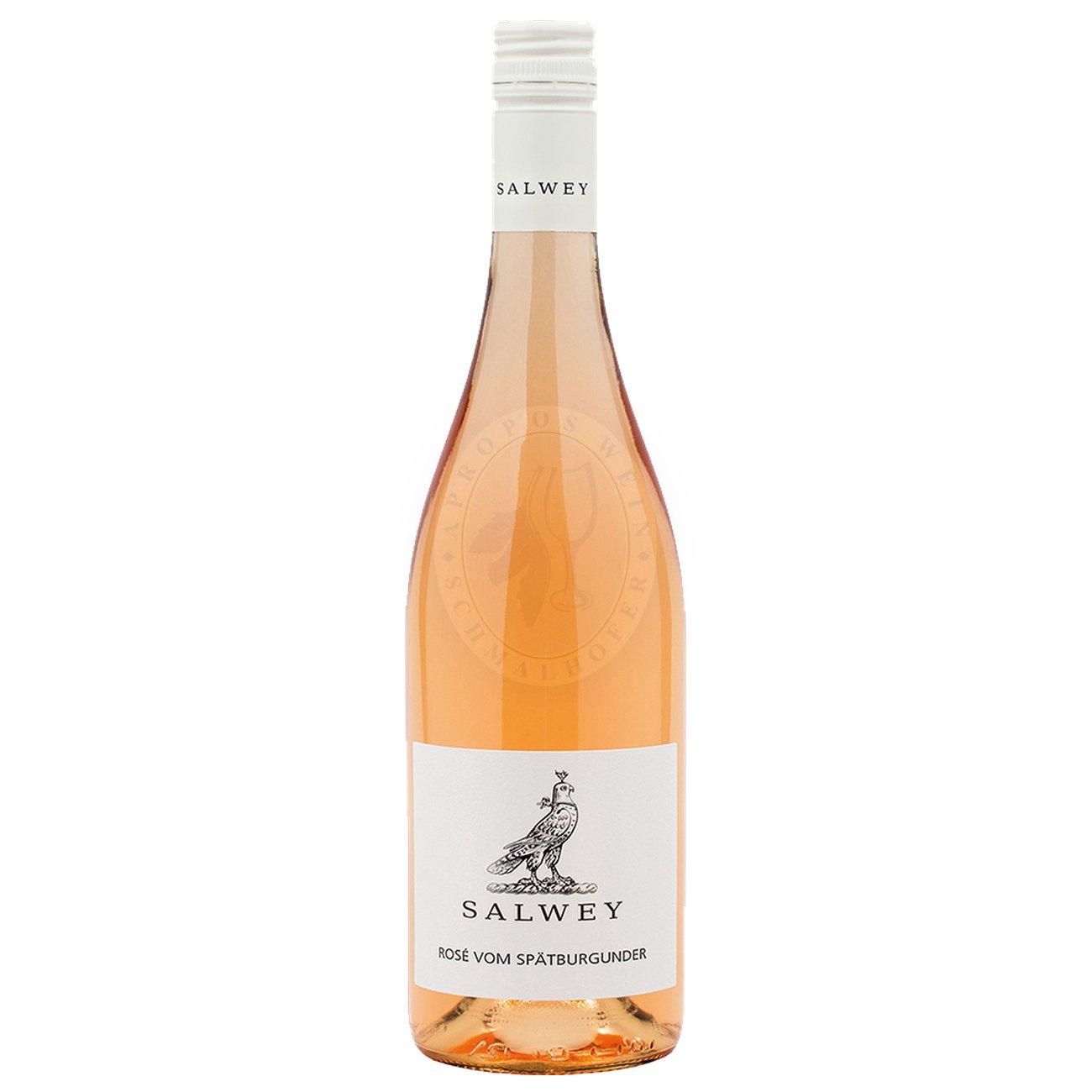 627102 Product Salwey Rosé vom Spätburgunder Kabinett 2024 zeigt im Glas ein feines Lachsrosa und duftet klar und einladend nach saftigen Himbeeren und reifen Erdbeeren, unterlegt von einem Hauch Süßkirsche, zarten Rosenblättern und frischer Zitruszeste. 4041197102005-2024