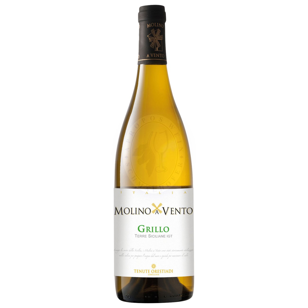 627183 Product In der Nase entfalten sich elegante Aromen von Zitruszesten (Zitrone, Limette), weißem Pfirsich und hellen Tropenfrüchten, ergänzt durch dezent florale Noten und einen leicht salzigen, mineralischen Unterton – Ausdruck des sizilianischen Terroirs. 8033765253604-2024