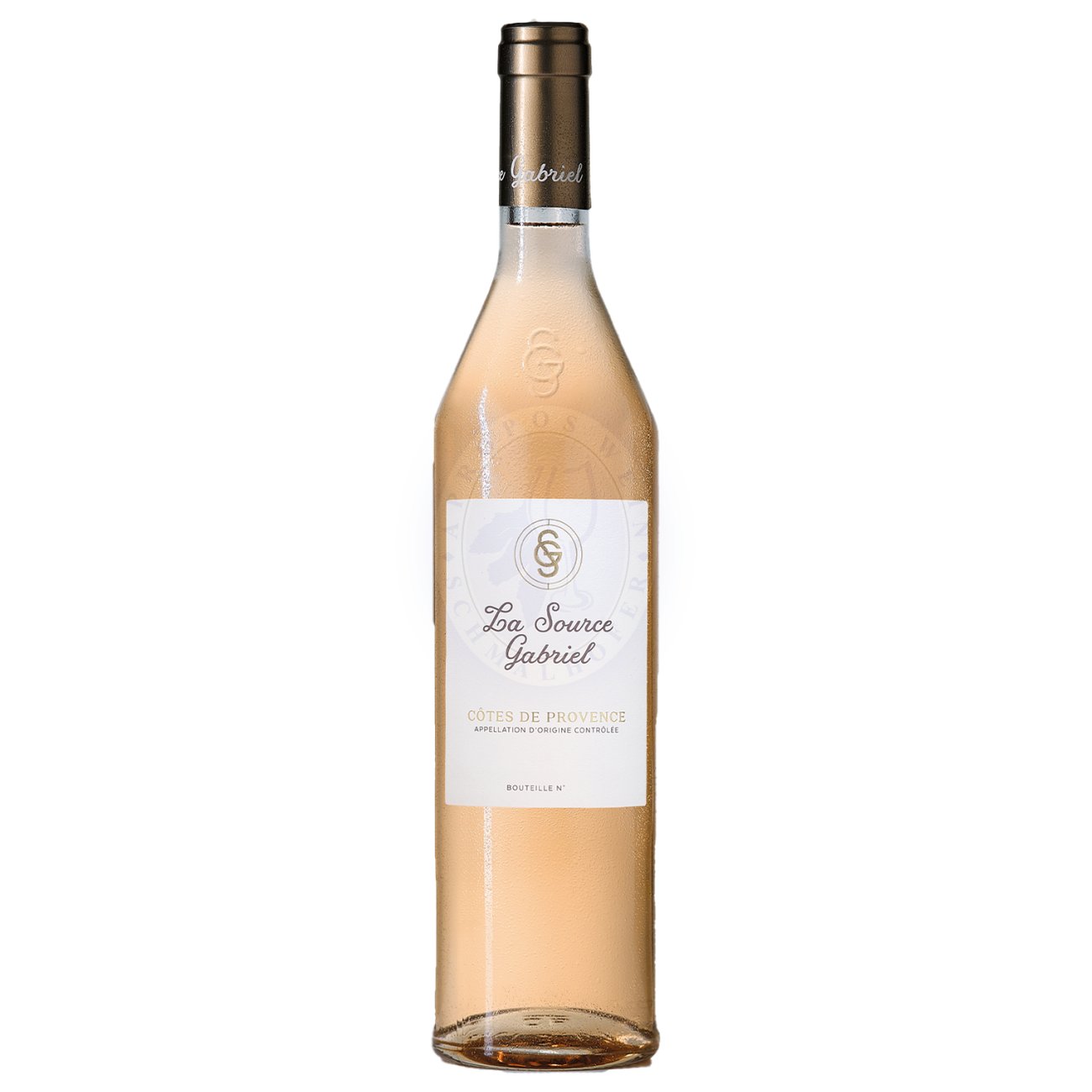 632970 Product Der La Source Gabriel Rosé 2023 präsentiert sich in einem zarten Roséton mit lebhaften Reflexen. In der Nase entfalten sich florale Aromen, begleitet von Noten reifer Himbeeren, Pfirsichen und einem Hauch von Zitrusfrüchten. 3700994100003-2023