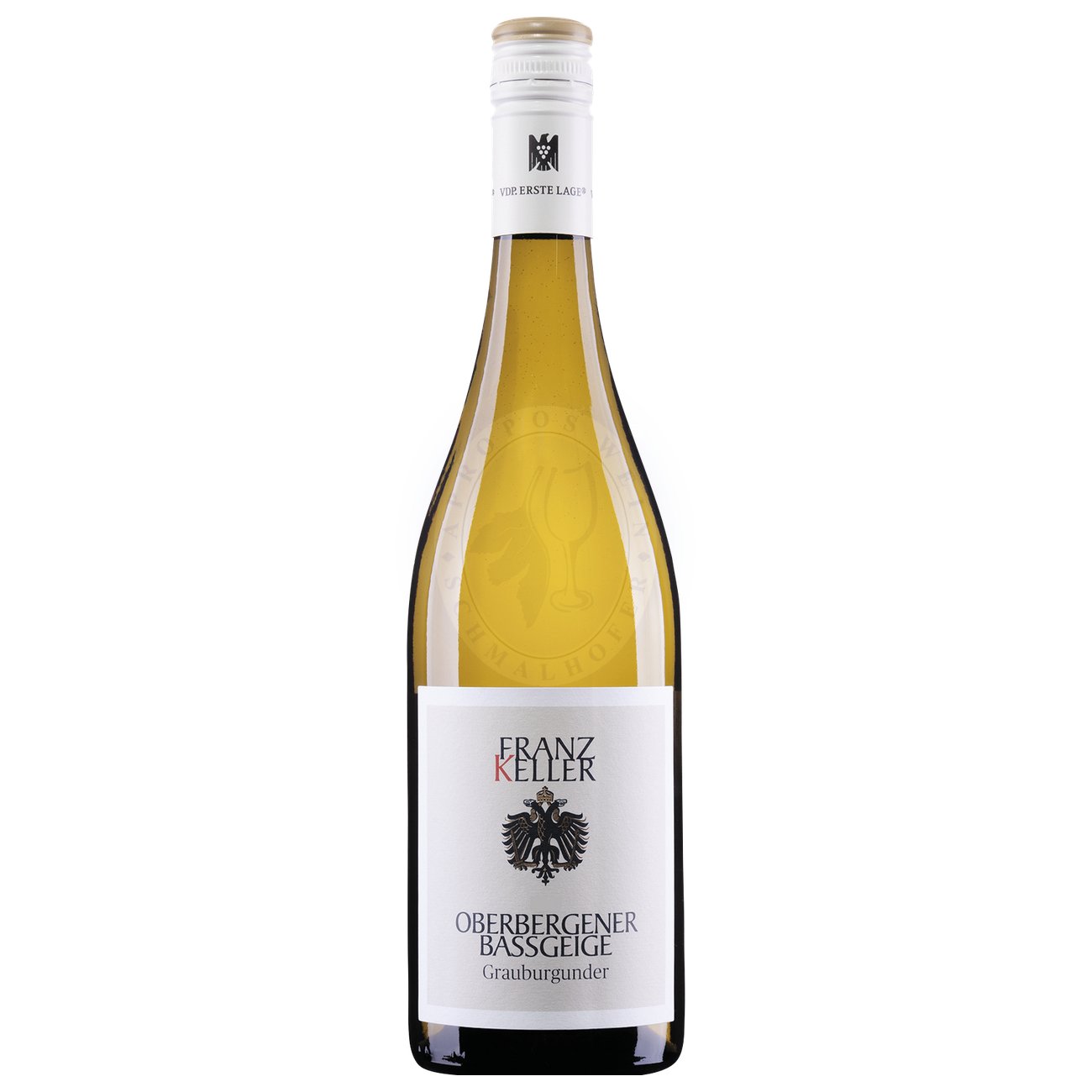 644346 Product Der Oberbergener Bassgeige Grauburgunder 2022 vom Weingut Franz Keller ist ein charmanter und zugleich strukturierter Weißwein aus dem Herzen des Kaiserstuhls, der durch seine ausgewogene Balance von Frucht, Frische und Schmelz begeistert. In der Nase entfaltet sich ein einladendes Bouquet von saftiger Birne, gelbem Apfel und reifer Melone, begleitet von dezenten Zitrusnoten sowie feinen Anklängen von Nüssen, Kräutern und einer zarten Würze. 4011310003052-2022