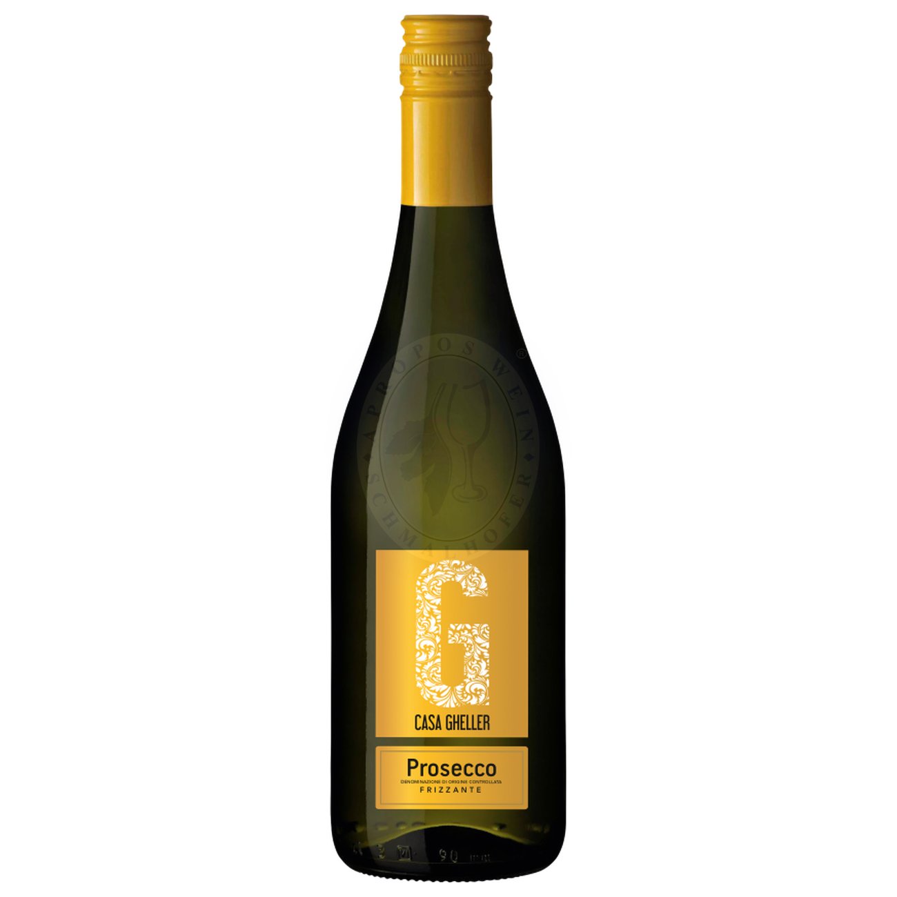 670647 Product Der Prosecco Frizzante Casa Gheller präsentiert sich in einer hellen strohgelben Farbe mit einer zarten und subtilen Perlage. In der Nase bietet er ein einladendes Bouquet aus fruchtigen und blumigen Noten, mit deutlichen Anklängen an reifen goldenen Apfel und eleganten blumigen Aromen, die an Akazienblüten erinnern. 40830